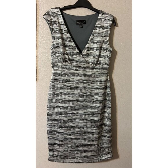 Connected Dress 10 Black Silver Gold Metallic Stretch Sheath Sleeveless Party - Picture 4 of 5